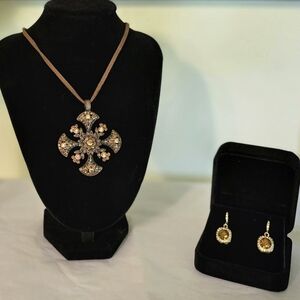 Lia Sophia Gold and Brown Vintage-Inspired Necklace